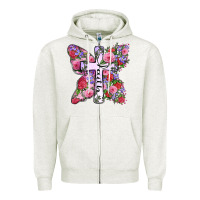 Oatmeal Heather faith butterfly cross Zipper Hoodie - Zillion Design Studio