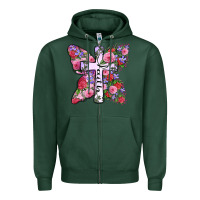 Sports Green faith butterfly cross Zipper Hoodie - Zillion Design Studio