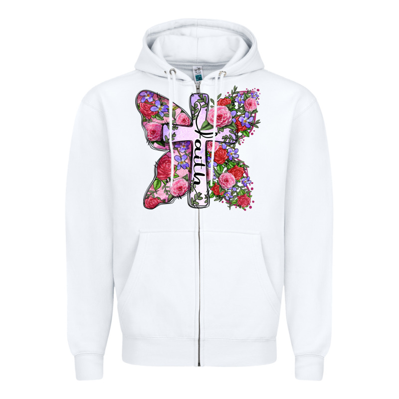 Faith Butterfly Cross Zipper Hoodie by Zillion Design Studio | Teevron