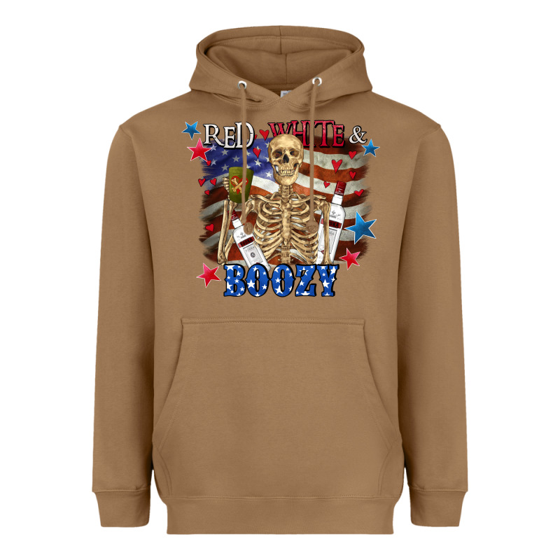 Red White Boozy 4th Of July Heavyweight Hoodie by CowGirlArtShop | Teevron