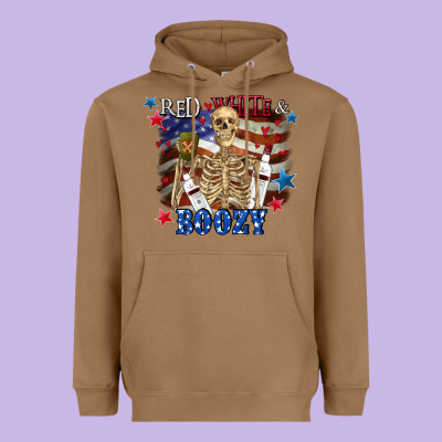 Red White Boozy 4th Of July Heavyweight Hoodie Designed By Cowgirlartshop