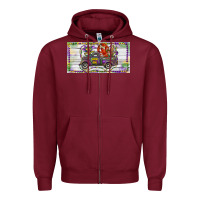 Burgundy Mardi Gras Truck And Fleur De Lis Crawfish Zipper Hoodie - RanaPortraitStore