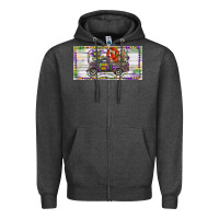 Charcoal Heather Mardi Gras Truck And Fleur De Lis Crawfish Zipper Hoodie - RanaPortraitStore