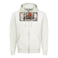 Oatmeal Heather Mardi Gras Truck And Fleur De Lis Crawfish Zipper Hoodie - RanaPortraitStore