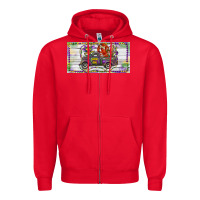 Red Mardi Gras Truck And Fleur De Lis Crawfish Zipper Hoodie - RanaPortraitStore