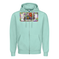 Seafoam Mardi Gras Truck And Fleur De Lis Crawfish Zipper Hoodie - RanaPortraitStore