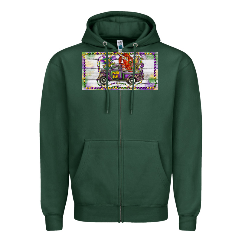 Mardi Gras Truck And Fleur De Lis Crawfish Zipper Hoodie by RanaPortraitStore | Teevron