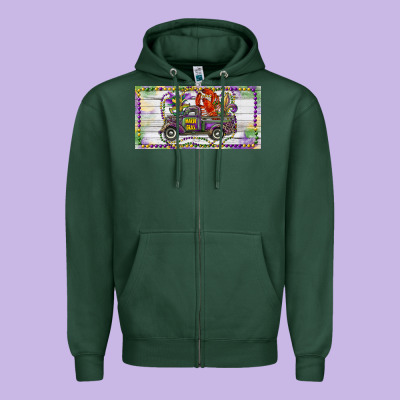 Zipper Hoodie Mardi Gras Truck And Fleur De Lis Crawfish