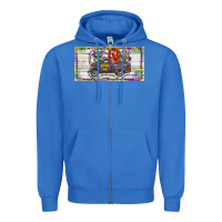 True Royal Mardi Gras Truck And Fleur De Lis Crawfish Zipper Hoodie - RanaPortraitStore