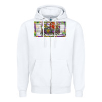 White Mardi Gras Truck And Fleur De Lis Crawfish Zipper Hoodie - RanaPortraitStore