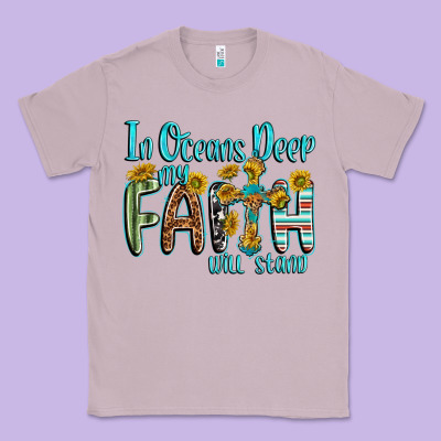 Classic Tee in oceans deep faith will stand