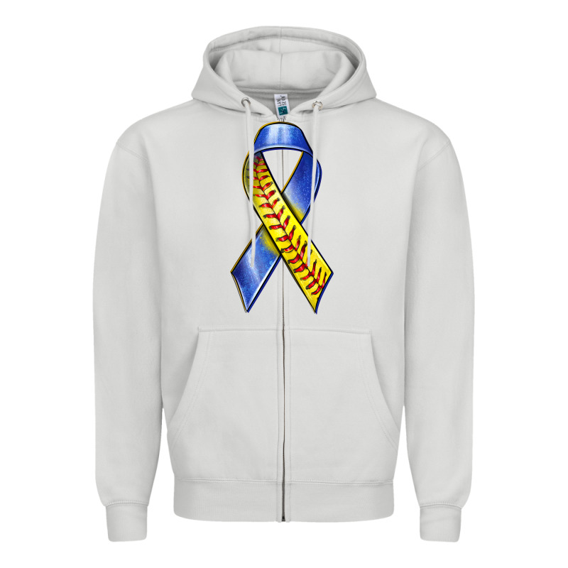 Down Syndrome Ribbon Softball Zipper Hoodie by texasbilliewilder | Teevron