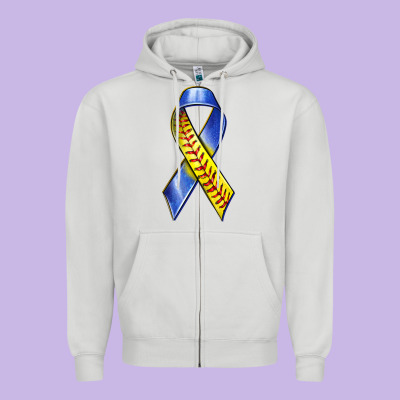 Down Syndrome Ribbon Softball Zipper Hoodie Designed By Texasbilliewilder