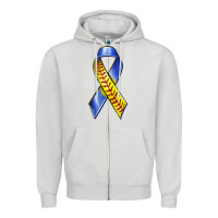 Dove Grey down syndrome ribbon softball Zipper Hoodie - texasbilliewilder