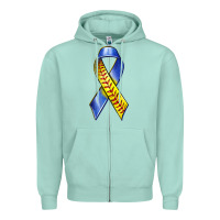 Seafoam down syndrome ribbon softball Zipper Hoodie - texasbilliewilder