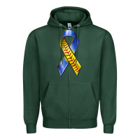 Sports Green down syndrome ribbon softball Zipper Hoodie - texasbilliewilder