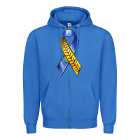 True Royal down syndrome ribbon softball Zipper Hoodie - texasbilliewilder