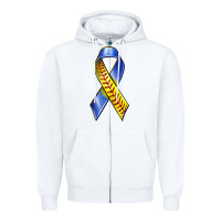 White down syndrome ribbon softball Zipper Hoodie - texasbilliewilder