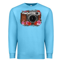 Ocean Blue rose grey leopard vintage camera Premium Sweatshirt - FaDigitalArtStudio
