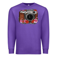 Purple rose grey leopard vintage camera Premium Sweatshirt - FaDigitalArtStudio
