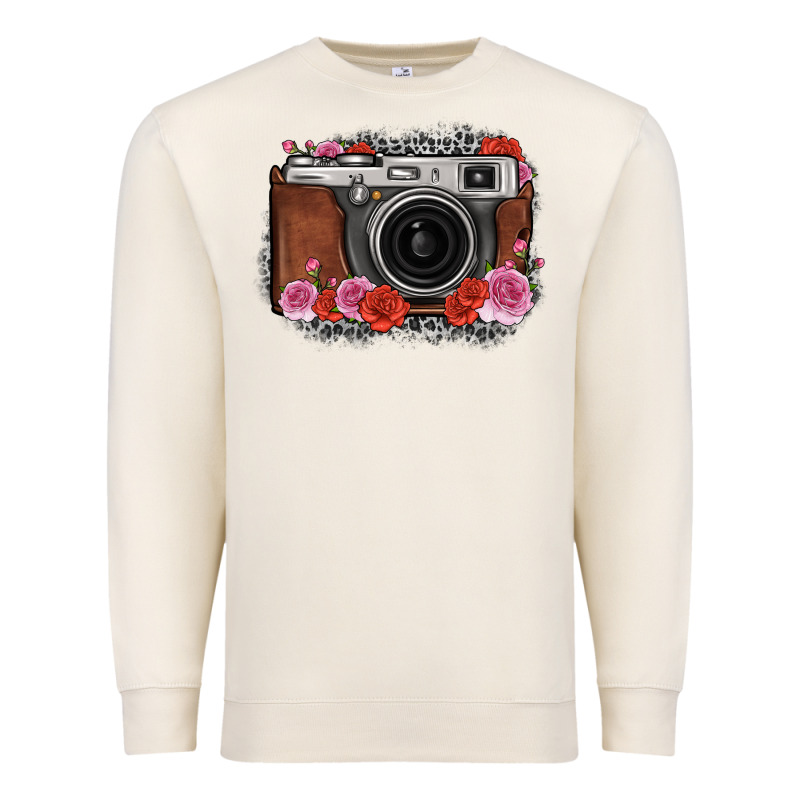 Rose Grey Leopard Vintage Camera Premium Sweatshirt by FaDigitalArtStudio | Teevron