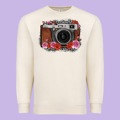 Rose Grey Leopard Vintage Camera Premium Sweatshirt Designed By Fadigitalartstudio