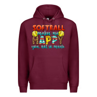 Burgundy Softball Makes Me Happy You, Not So Much Premium Hoodie - LillyAllenDesigns
