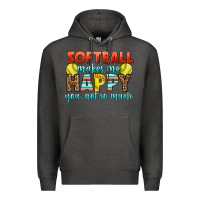 Charcoal Heather Softball Makes Me Happy You, Not So Much Premium Hoodie - LillyAllenDesigns