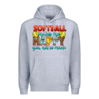 Heather Grey Softball Makes Me Happy You, Not So Much Premium Hoodie - LillyAllenDesigns