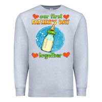 Heather Grey our first father's day together and baby bottle Premium Sweatshirt - HRA Design Shop