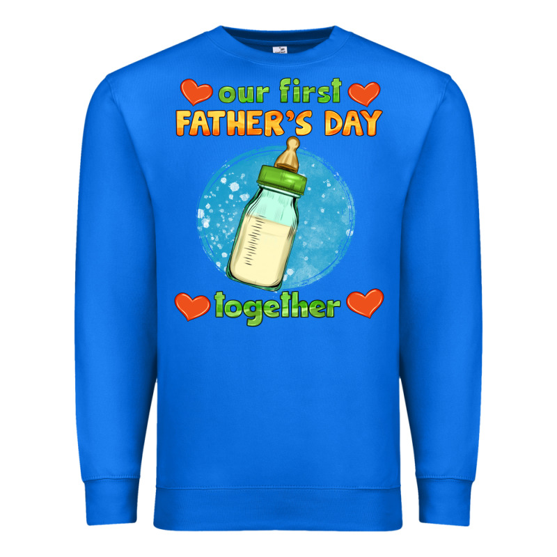 Our First Father's Day Together And Baby Bottle Premium Sweatshirt by HRA Design Shop | Teevron