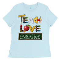 Baby Blue teach love inspire Ladies Tee - BarkalooDesign