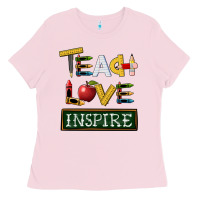Bubblegum Pink teach love inspire Ladies Tee - BarkalooDesign