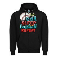Black eat sleep baseball repeat Zipper Hoodie - texasbilliewilder