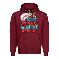 Burgundy eat sleep baseball repeat Zipper Hoodie - texasbilliewilder