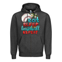 Charcoal Heather eat sleep baseball repeat Zipper Hoodie - texasbilliewilder