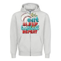 Dove Grey eat sleep baseball repeat Zipper Hoodie - texasbilliewilder