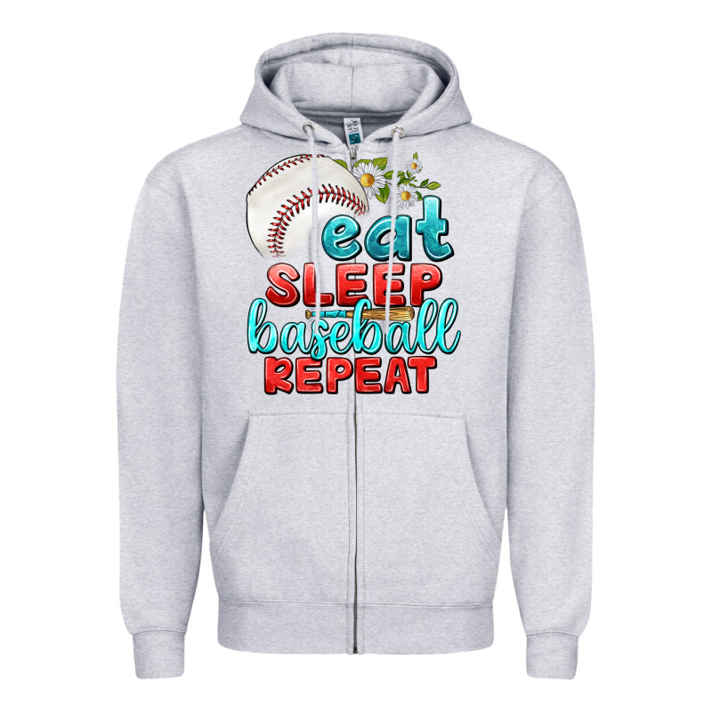 Eat Sleep Baseball Repeat Zipper Hoodie by texasbilliewilder | Teevron