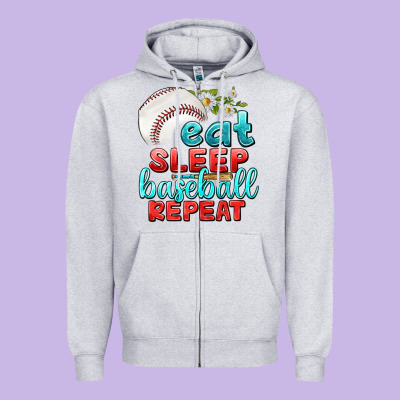 Eat Sleep Baseball Repeat Zipper Hoodie Designed By Texasbilliewilder