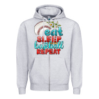 Heather Grey eat sleep baseball repeat Zipper Hoodie - texasbilliewilder