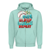Seafoam eat sleep baseball repeat Zipper Hoodie - texasbilliewilder