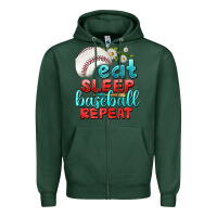 Sports Green eat sleep baseball repeat Zipper Hoodie - texasbilliewilder