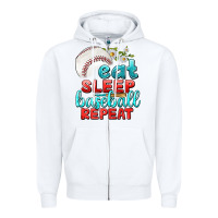 White eat sleep baseball repeat Zipper Hoodie - texasbilliewilder