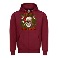 Burgundy Merry Christmas Zipper Hoodie - RanaPortraitStore