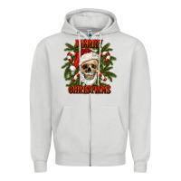 Dove Grey Merry Christmas Zipper Hoodie - RanaPortraitStore