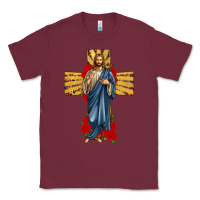 Burgundy jesus christ cross Classic Tee - texasbilliewilder