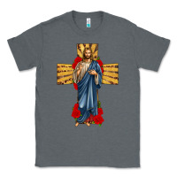 Charcoal Heather jesus christ cross Classic Tee - texasbilliewilder