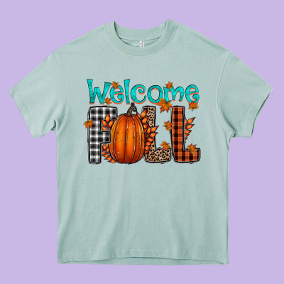Welcome Fall Heavy Core Tee Designed By Cowhidedigitalart
