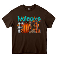 Chocolate Brown Welcome Fall Heavy Core Tee - CowhideDigitalArt