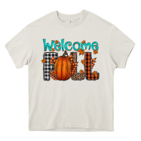 Cream Welcome Fall Heavy Core Tee - CowhideDigitalArt